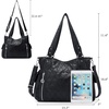 image:imageAngel Kiss Handbags for Womens TopHandle Hobo Purse Roomy Casual Shoulder Bags PU Tote Satchel Purse for WomenBlackl