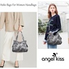 image:imageAngel Kiss Handbags for Womens TopHandle Hobo Purse Roomy Casual Shoulder Bags PU Tote Satchel Purse for WomenGblackGrey