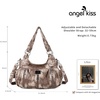 image:imageAngel Kiss Large Purses and Handbags for Women Washed Faux Leather Crossbody Hobo Satchel Shoulder Handbag Tote Purse7028khkai