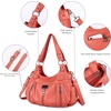 image:imageAngel Kiss Large Purses and Handbags for Women Washed Faux Leather Crossbody Hobo Satchel Shoulder Handbag Tote Purse8901coral