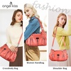 image:imageAngel Kiss Large Purses and Handbags for Women Washed Faux Leather Crossbody Hobo Satchel Shoulder Handbag Tote Purse8901coral