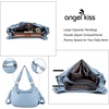image:imageAngel Kiss Large Purses and Handbags for Women Washed Faux Leather Crossbody Hobo Satchel Shoulder Handbag Tote Purse8901sky Blue