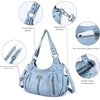 image:imageAngel Kiss Large Purses and Handbags for Women Washed Faux Leather Crossbody Hobo Satchel Shoulder Handbag Tote Purse8901sky Blue