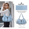 image:imageAngel Kiss Large Purses and Handbags for Women Washed Faux Leather Crossbody Hobo Satchel Shoulder Handbag Tote Purse8901sky Blue