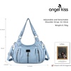 image:imageAngel Kiss Large Purses and Handbags for Women Washed Faux Leather Crossbody Hobo Satchel Shoulder Handbag Tote Purse8901sky Blue