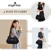 image:imageAngel Kiss Large Purses and Handbags for Women Washed Faux Leather Crossbody Hobo Satchel Shoulder Handbag Tote PurseBlack