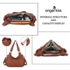 image:imageAngel Kiss Large Purses and Handbags for Women Washed Faux Leather Crossbody Hobo Satchel Shoulder Handbag Tote PurseBrown