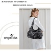 image:imageAngel Kiss Large Purses and Handbags for Women Washed Faux Leather Crossbody Hobo Satchel Shoulder Handbag Tote PurseGblackGrey