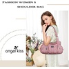image:imageAngel Kiss Large Purses and Handbags for Women Washed Faux Leather Crossbody Hobo Satchel Shoulder Handbag Tote PursePink2