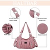 image:imageAngel Kiss Large Purses and Handbags for Women Washed Faux Leather Crossbody Hobo Satchel Shoulder Handbag Tote PursePink2