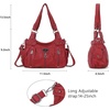 image:imageAngel Kiss Large Purses and Handbags for Women Washed Faux Leather Crossbody Hobo Satchel Shoulder Handbag Tote PurseRed