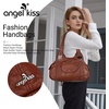 image:imageAngel Kiss Purses and Handbags for Women Washed Vegan Leather Crossbody Hobo Satchel Shoulder Tote Purse1brown