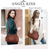image:imageAngel Kiss Purses and Handbags for Women Washed Vegan Leather Crossbody Hobo Satchel Shoulder Tote Purse1brown