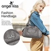 image:imageAngel Kiss Purses and Handbags for Women Washed Vegan Leather Crossbody Hobo Satchel Shoulder Tote Purse1grey