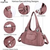 image:imageAngel Kiss Purses and Handbags for Women Washed Vegan Leather Crossbody Hobo Satchel Shoulder Tote Purse1pink