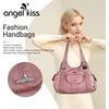 image:imageAngel Kiss Purses and Handbags for Women Washed Vegan Leather Crossbody Hobo Satchel Shoulder Tote Purse1pink