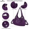 image:imageAngel Kiss Purses and Handbags for Women Washed Vegan Leather Crossbody Hobo Satchel Shoulder Tote Purse1purple
