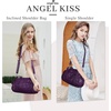image:imageAngel Kiss Purses and Handbags for Women Washed Vegan Leather Crossbody Hobo Satchel Shoulder Tote Purse1purple