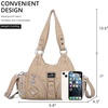 image:imageAngel Kiss Purses for Women Small Hobo Shoulder Bags Vagen Leather MultiPocket Tote Bag with ZipperApricot