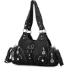 image:imageAngel Kiss Purses for Women Small Hobo Shoulder Bags Vagen Leather MultiPocket Tote Bag with ZipperBlack