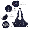 image:imageAngel Kiss Purses for Women Small Hobo Shoulder Bags Vagen Leather MultiPocket Tote Bag with ZipperBlue