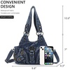 image:imageAngel Kiss Purses for Women Small Hobo Shoulder Bags Vagen Leather MultiPocket Tote Bag with ZipperBlue Denim