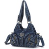 image:imageAngel Kiss Purses for Women Small Hobo Shoulder Bags Vagen Leather MultiPocket Tote Bag with ZipperBlue Denim
