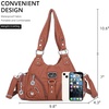 image:imageAngel Kiss Purses for Women Small Hobo Shoulder Bags Vagen Leather MultiPocket Tote Bag with ZipperBrown