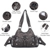 image:imageAngel Kiss Purses for Women Small Hobo Shoulder Bags Vagen Leather MultiPocket Tote Bag with ZipperPewter
