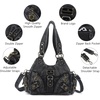 image:imageAngel Kiss Purses for Women Small Hobo Shoulder Bags Vagen Leather MultiPocket Tote Bag with ZipperRetro Black