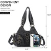 image:imageAngel Kiss Purses for Women Small Hobo Shoulder Bags Vagen Leather MultiPocket Tote Bag with ZipperRetro Black