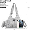 image:imageAngel Kiss Purses for Women Small Hobo Shoulder Bags Vagen Leather MultiPocket Tote Bag with ZipperSilver
