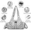 image:imageAngel Kiss Purses for Women Small Hobo Shoulder Bags Vagen Leather MultiPocket Tote Bag with ZipperSilver
