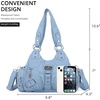 image:imageAngel Kiss Purses for Women Small Hobo Shoulder Bags Vagen Leather MultiPocket Tote Bag with ZipperSky Blue
