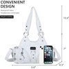 image:imageAngel Kiss Purses for Women Small Hobo Shoulder Bags Vagen Leather MultiPocket Tote Bag with ZipperWhite
