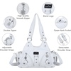 image:imageAngel Kiss Purses for Women Small Hobo Shoulder Bags Vagen Leather MultiPocket Tote Bag with ZipperWhite