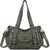 image:imageAngel Kiss Soft PU Leather Shoulder Bag Hobo Tote Purse for women  Multi Pocket Handbag with Adjustable Strap Rivet DecorGreen
