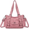 image:imageAngel Kiss Soft PU Leather Shoulder Bag Hobo Tote Purse for women  Multi Pocket Handbag with Adjustable Strap Rivet DecorPink