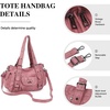 image:imageAngel Kiss Soft PU Leather Shoulder Bag Hobo Tote Purse for women  Multi Pocket Handbag with Adjustable Strap Rivet DecorPink