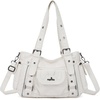 image:imageAngel Kiss Soft PU Leather Shoulder Bag Hobo Tote Purse for women  Multi Pocket Handbag with Adjustable Strap Rivet DecorWhite