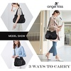 image:imageAngel Kiss Womens Designer Handbag Large Double Zipper Multi Pocket Washed Leather Purse11black
