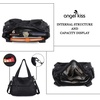 image:imageAngel Kiss Womens Designer Handbag Large Double Zipper Multi Pocket Washed Leather Purse11black