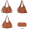image:imageAngel Kiss Womens Designer Handbag Large Double Zipper Multi Pocket Washed Leather Purse12brown