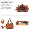 image:imageAngel Kiss Womens Designer Handbag Large Double Zipper Multi Pocket Washed Leather Purse12brown