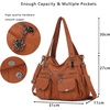 image:imageAngel Kiss Womens Designer Handbag Large Double Zipper Multi Pocket Washed Leather Purse12brown
