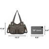 image:imageAngel Kiss Womens Designer Handbag Large Double Zipper Multi Pocket Washed Leather Purse1clay Grey