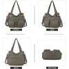 image:imageAngel Kiss Womens Designer Handbag Large Double Zipper Multi Pocket Washed Leather Purse1clay Grey