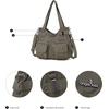 image:imageAngel Kiss Womens Designer Handbag Large Double Zipper Multi Pocket Washed Leather Purse1clay Grey