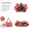 image:imageAngel Kiss Womens Designer Handbag Large Double Zipper Multi Pocket Washed Leather Purse1coral