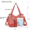 image:imageAngel Kiss Womens Designer Handbag Large Double Zipper Multi Pocket Washed Leather Purse1coral